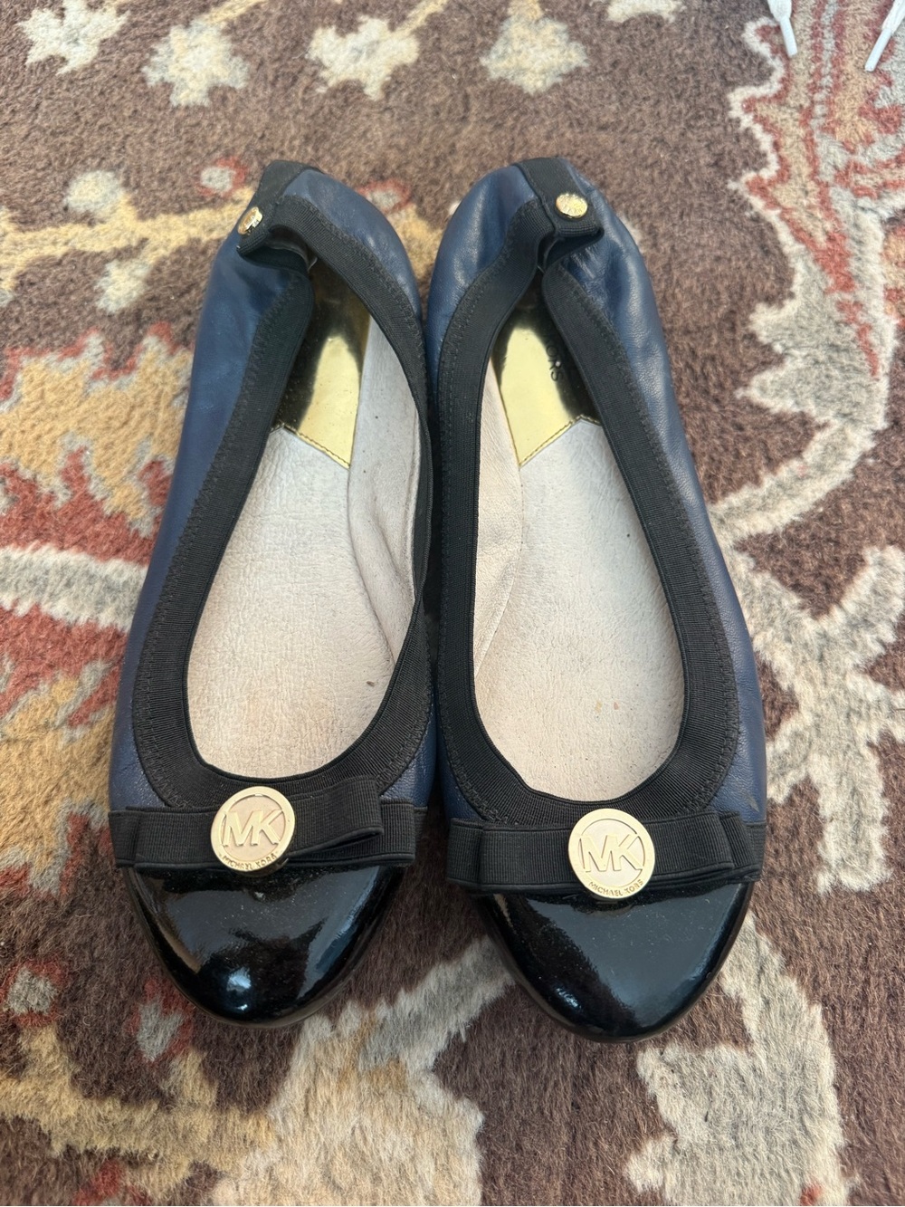 MICHAEL Michael Kors Black Navy Ballet Flats with Logo
